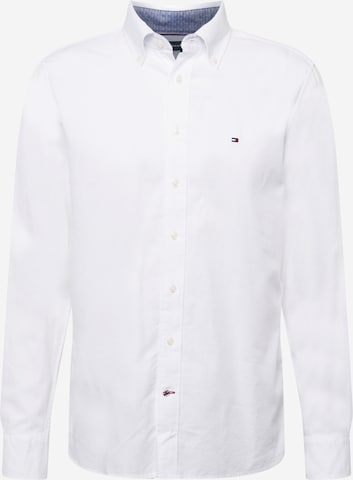 TOMMY HILFIGER Button Up Shirt 'Dobby' in White: front