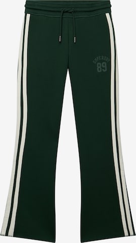 Superdry & Co Flared Broek 'Athletic Essentials' in Groen: voorkant
