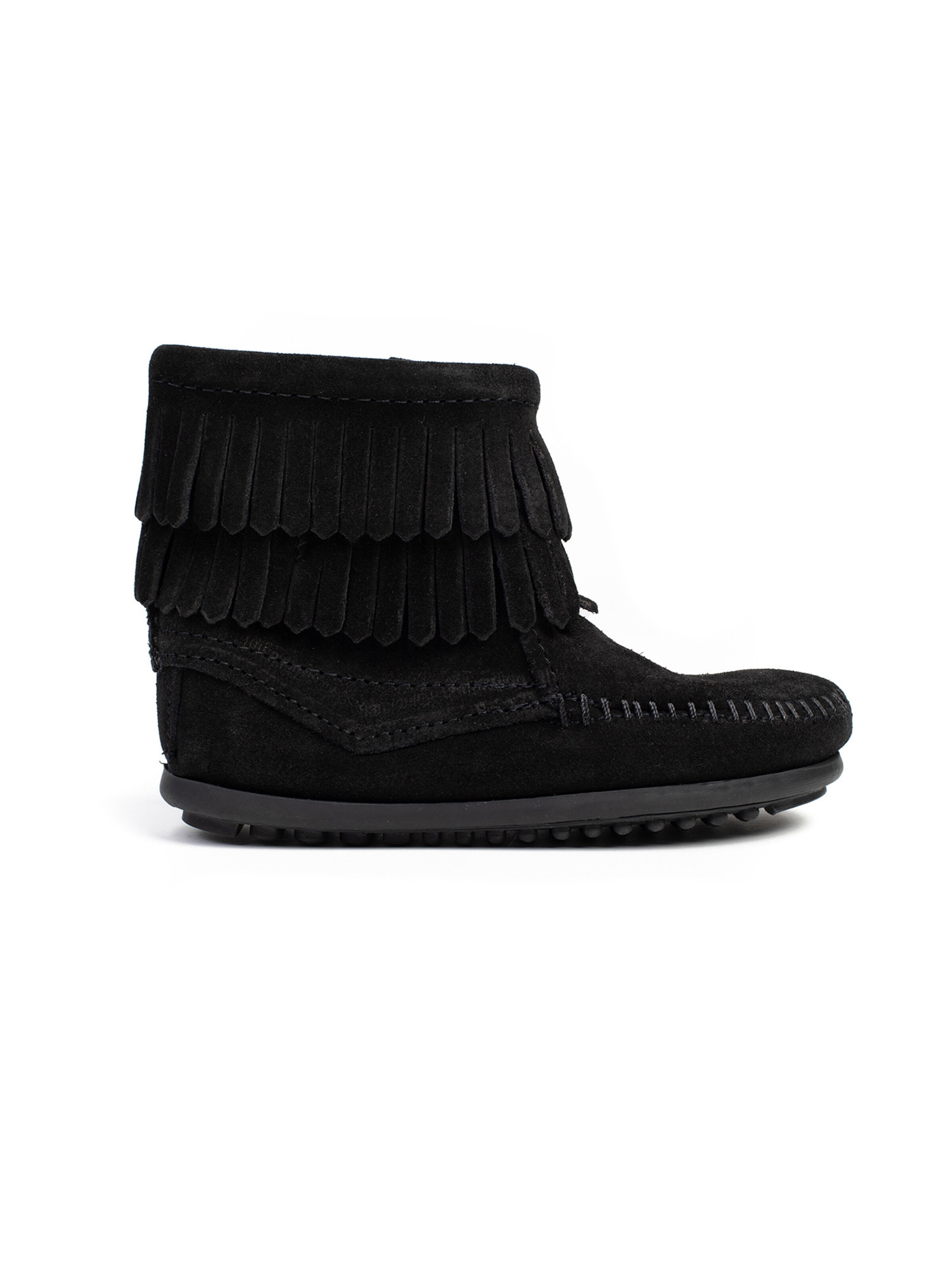 Minnetonka Škornji 'Double fringe' | črna barva