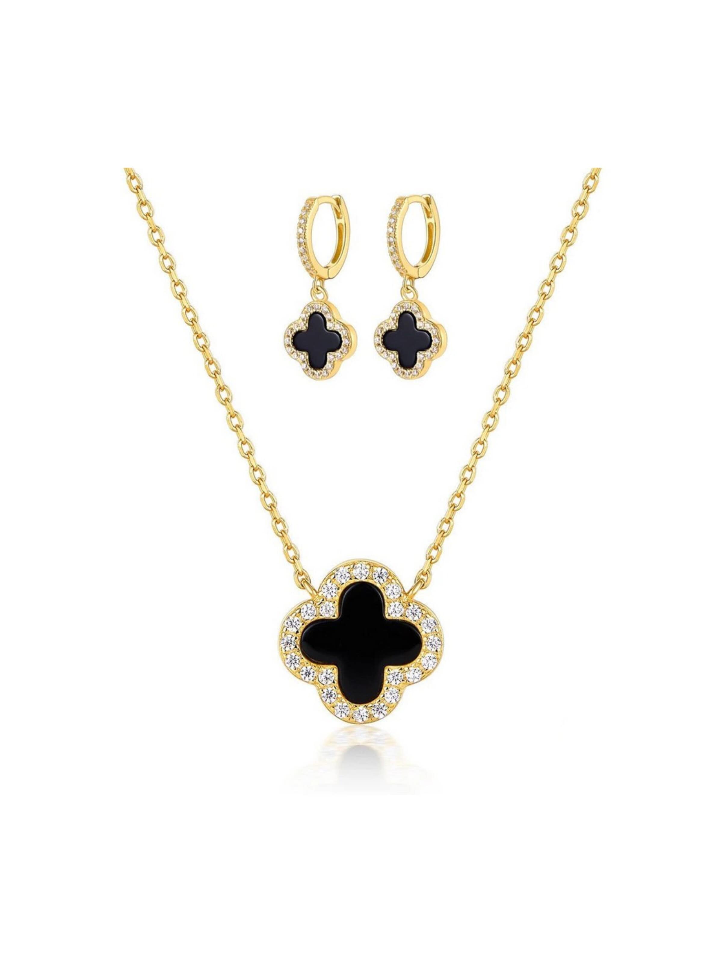 ROUGEMONT Jewellery Jewelry Set 'Glücksbringer Kleeblatt Schmuckset 925 Sterling Silber' in Yellow: front