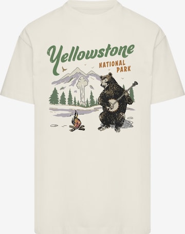 F4NT4STIC Shirt 'US National Parks Yellowstone Bear Playing Banjo' in Beige: front