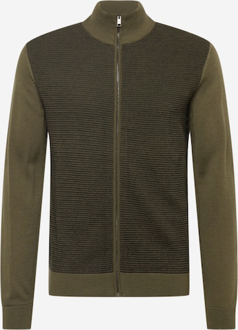 BOSS Black Knit Cardigan 'Ladriano' in Green: front