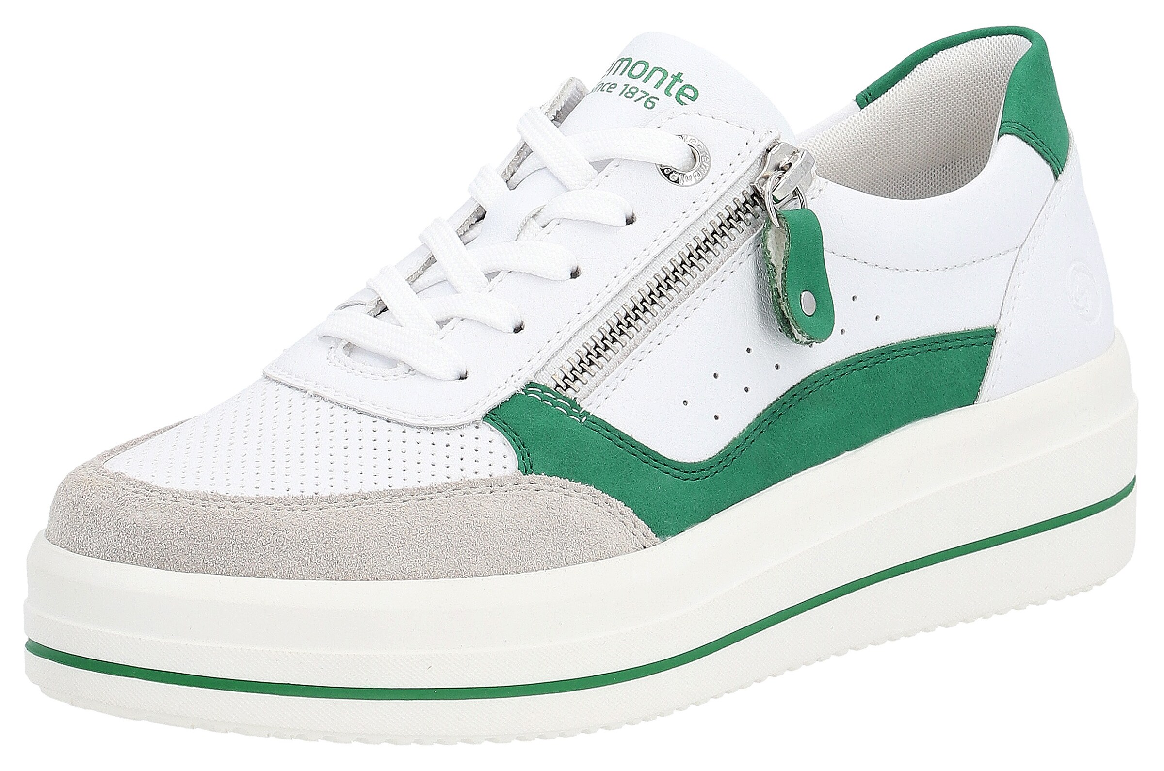 REMONTE Baskets basses en gris / vert / blanc, Vue avec produit