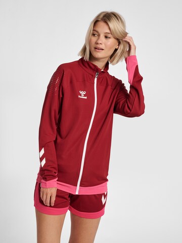 Hummel Athletic Zip-Up Hoodie in Red: front