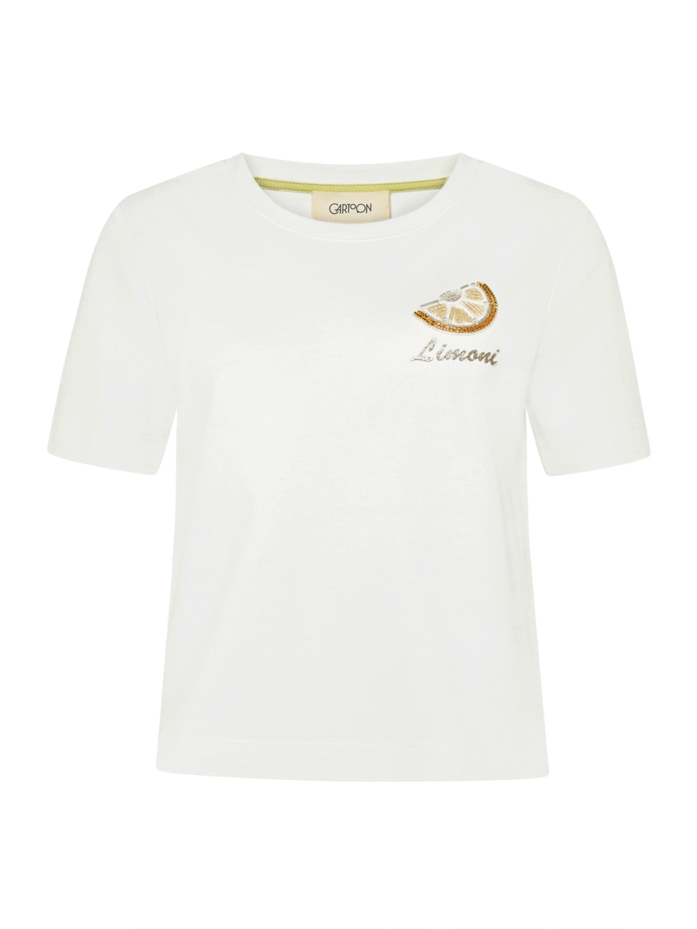Cartoon Baumwollshirt mit Rundhalsausschnitt in XS in creme, Produktansicht
