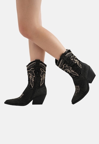 Stivale da cowboy di Elara in nero: frontale