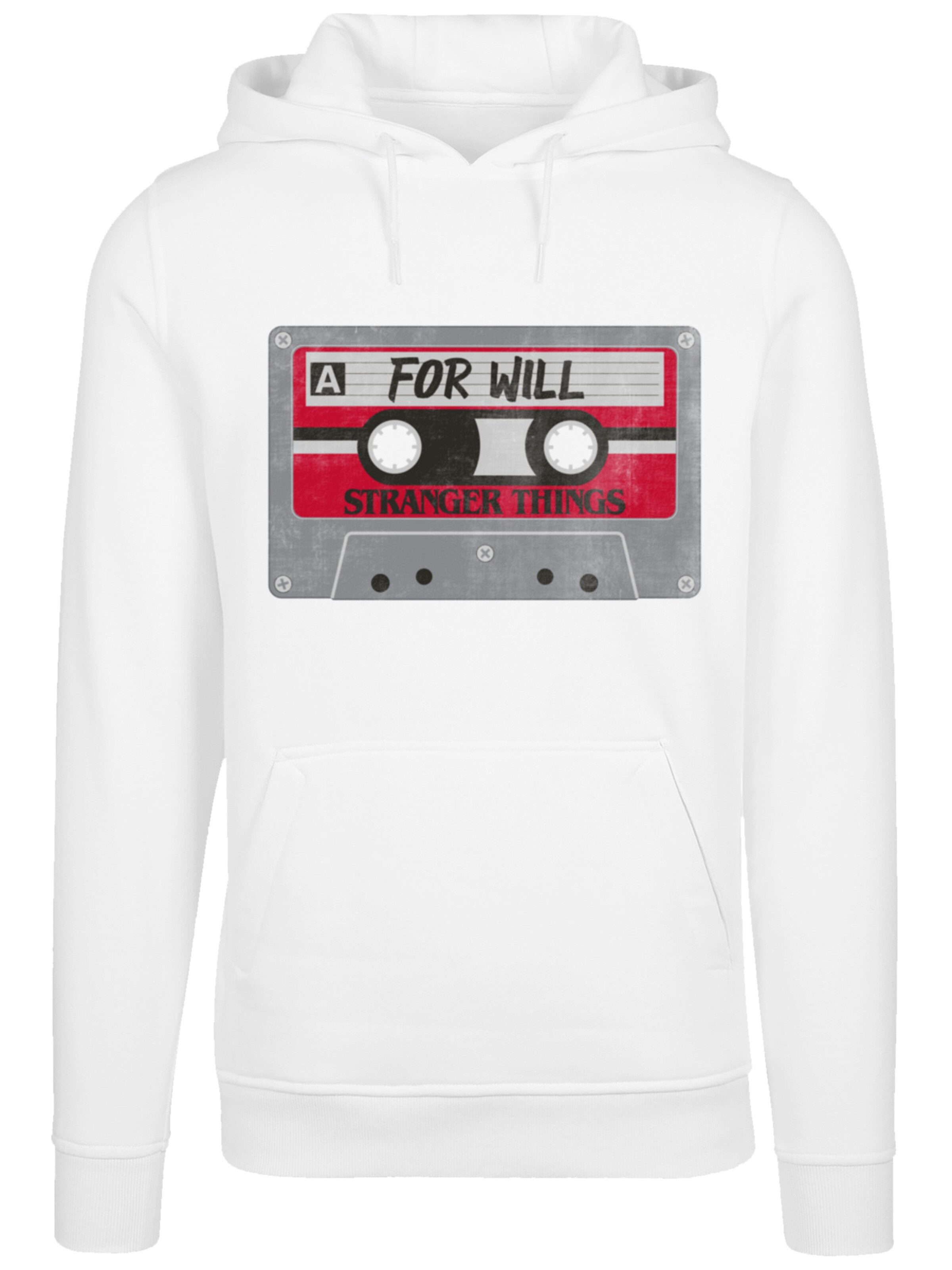 F4NT4STIC Sweatshirt 'Stranger Things Cassette For Will Netflix TV Series' in Wit: voorkant