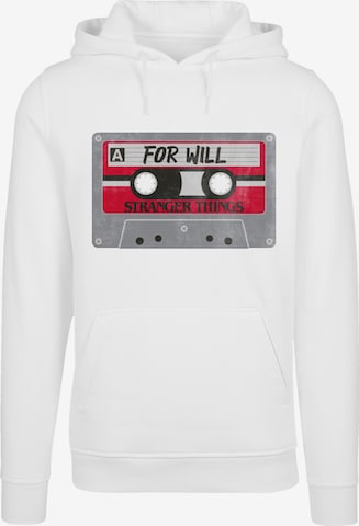 F4NT4STIC Sweatshirt 'Stranger Things Cassette For Will Netflix TV Series' in White: front