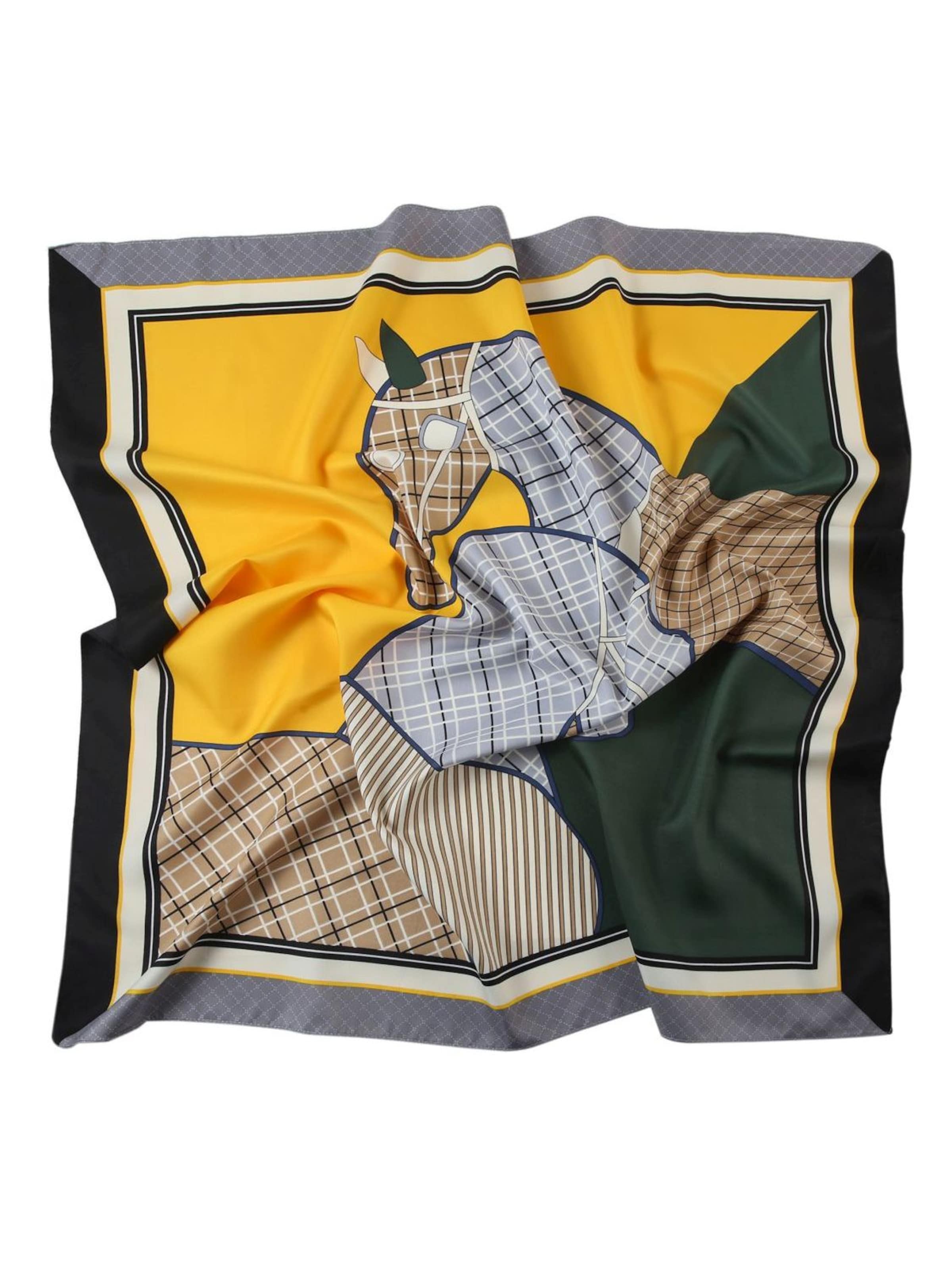 Écharpe 'Grand carré de Soie Eleganthorse Zoé' alberto cabale en jaune : devant