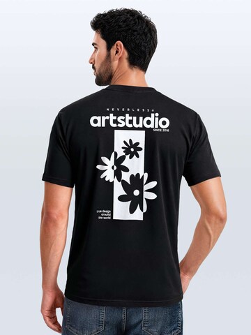 Neverless Shirt 'Artstudio Flowers' in Black