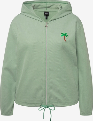 Ulla Popken Sweatvest in Groen: voorkant