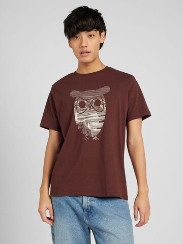 KnowledgeCotton Apparel Shirt in Bruin: voorkant