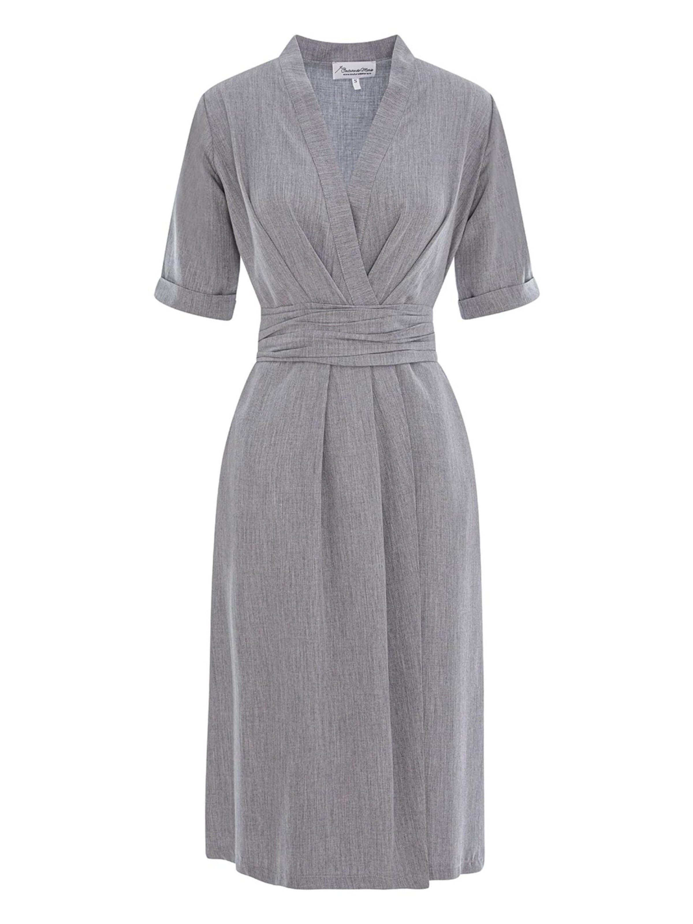 Robe 'Wrap Design Dress – Light Grey – Isabella' Couture de Marie en gris : devant