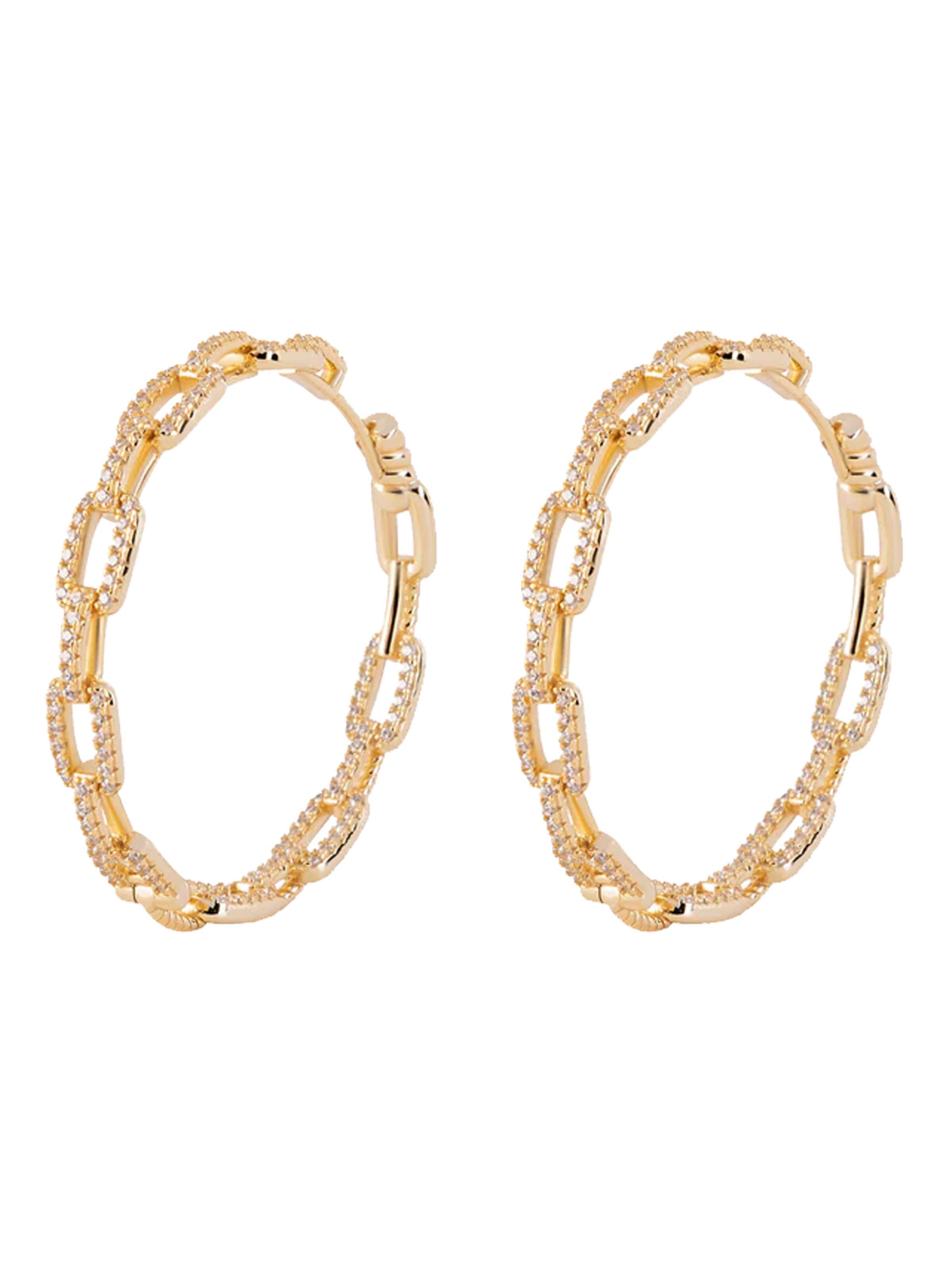 CLASSYANDFABULOUS Jewelry Earrings 'DAYA 2in1 - The Big Inside / Outside Chain' in Gold: front