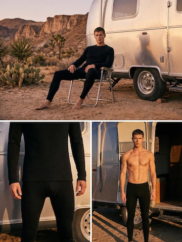 ZUBEK Slimfit Sportbroek 'Men's Merino Wool Long Johns | Natural Base Layer Leggings' in Zwart