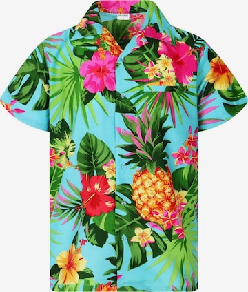King Kameha Shirt 'Pineapple' in Blue: front