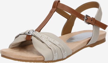 TOM TAILOR Strap Sandals in Beige: front