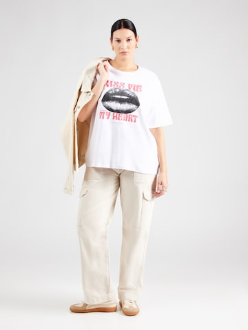 Noisy May Curve Shirt 'NMIDA KIM LIPS' in White