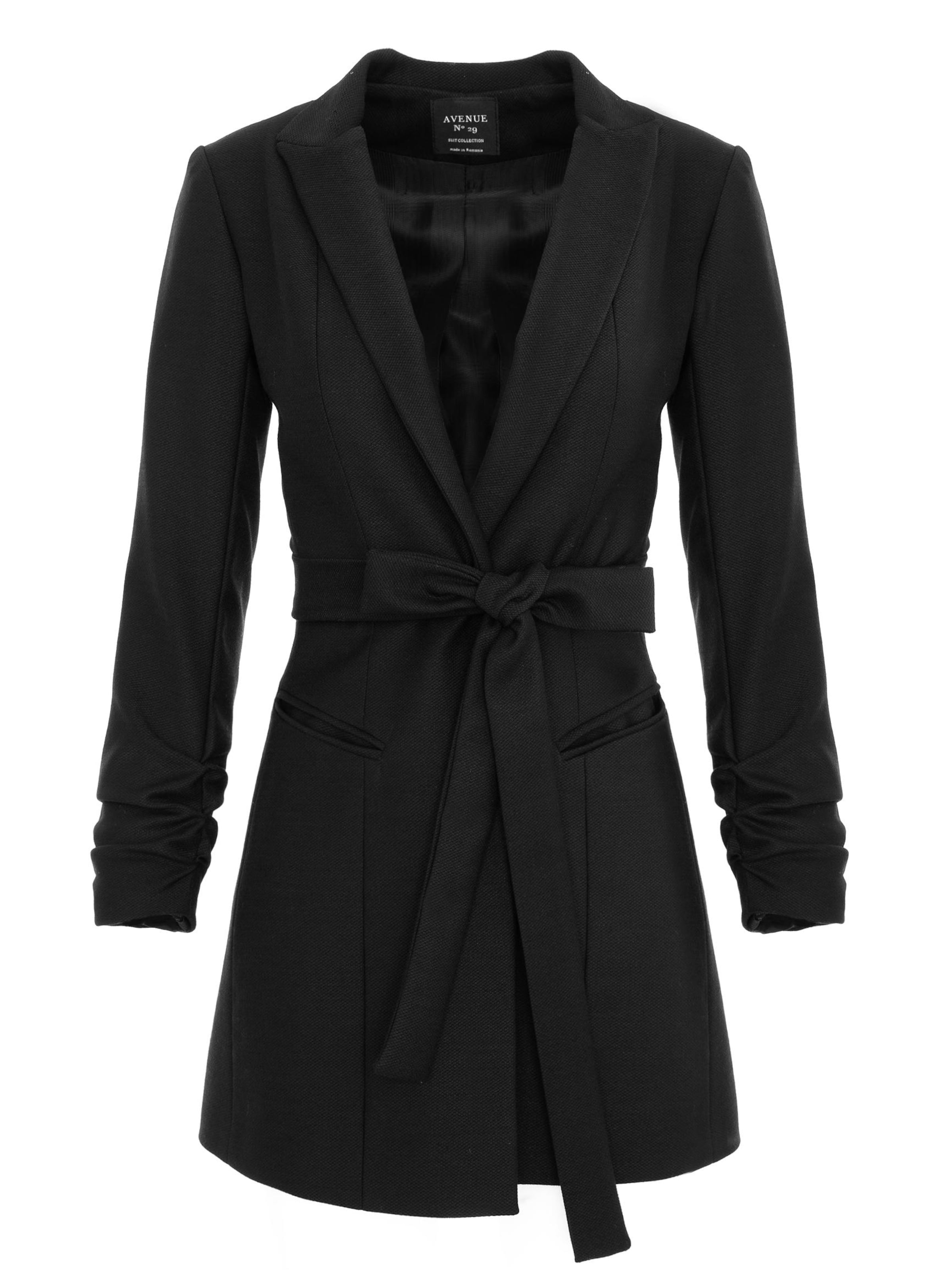 AVENUE N°29 Blazer 'Single Breasted Wool Blazer With In Seam Belt'‌‌‌‌ in Schwarz: Vorderseite