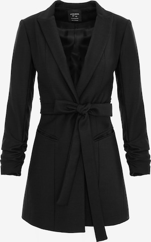 AVENUE N°29 Blazer 'Single Breasted Wool Blazer With In Seam Belt' in Black: front