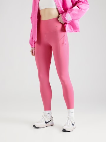 NIKESkinny Sportske hlače 'UNIVERSA' - roza boja: prednji dio