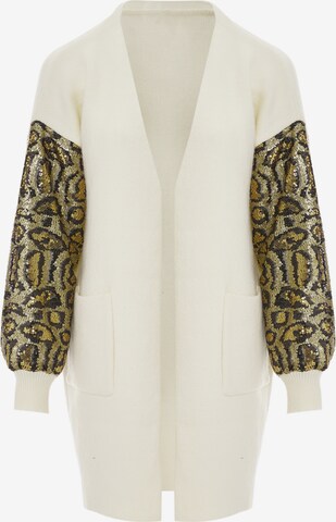 IMANE Knit Cardigan in White: front