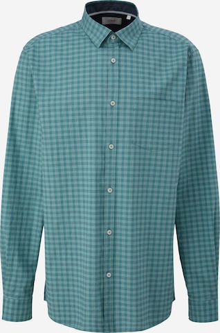 s.Oliver Men Tall Sizes Slim fit Button Up Shirt in Blue: front