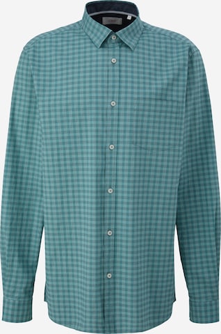 s.Oliver Men Tall Sizes Button Up Shirt in Blue: front