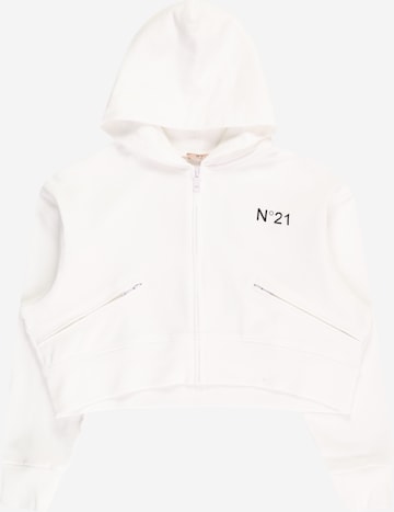 N°21 Zip-Up Hoodie in White: front