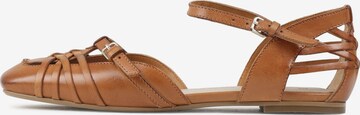 BRONX Ballet Flats with Strap ' Lorr-I ' in Brown: front