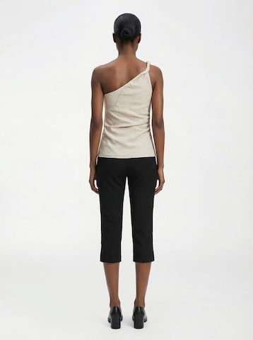 The Base Theory Топ 'TWISTED LINEN TOP' в бежово