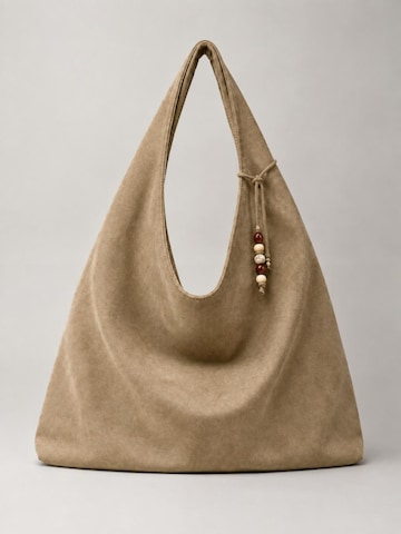 HNK Schultertasche 'Hobo-Tasche Taupe'‌‌‌‌‌‌‌ in Grau: Vorderseite