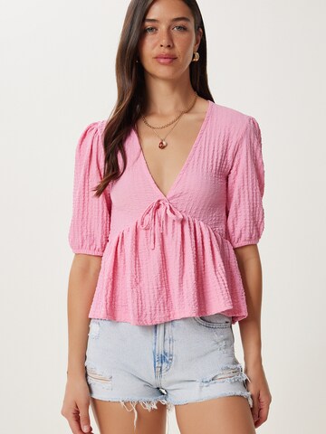 Happiness İstanbul Bluse in Pink: Vorderseite