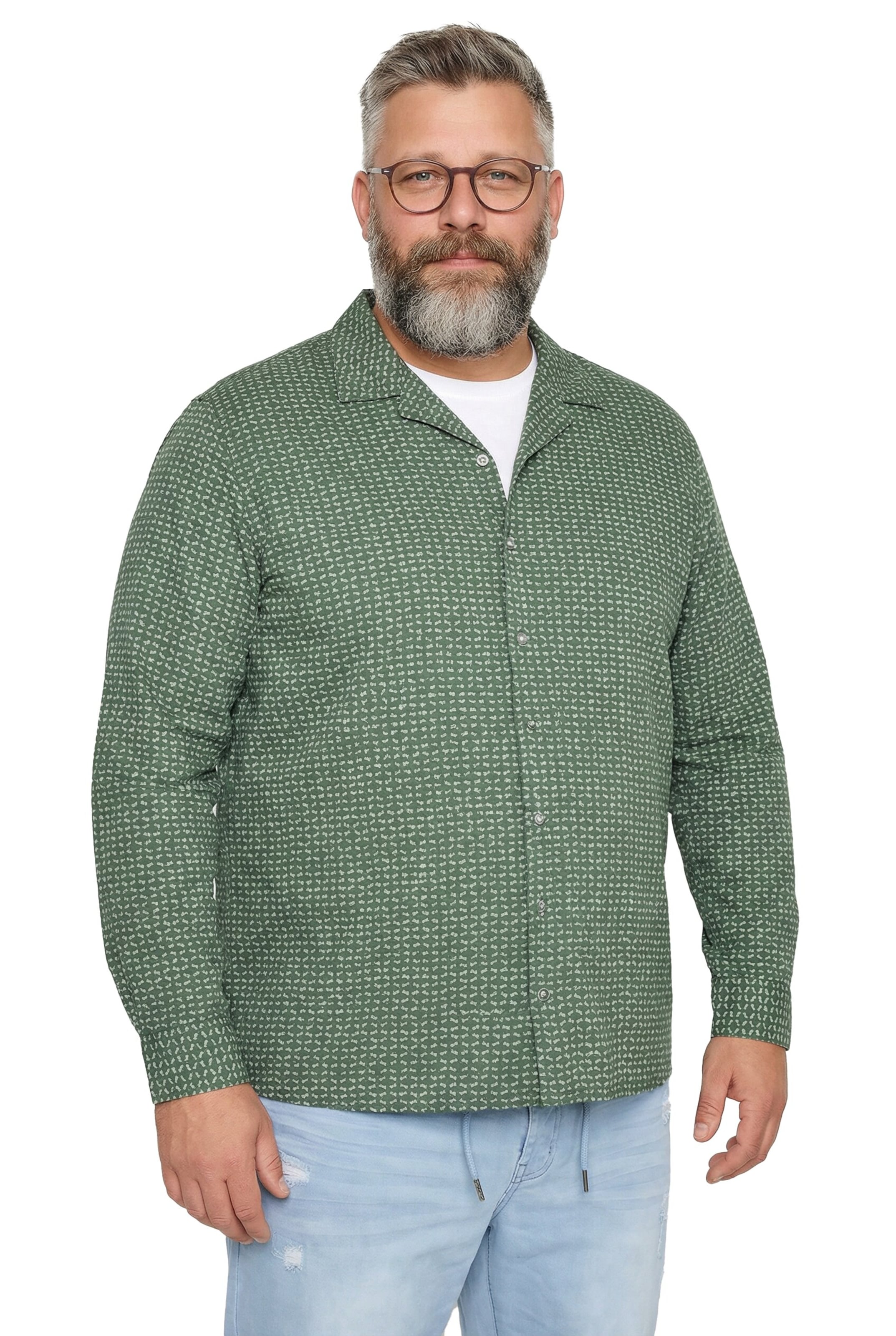 Men Plus Regular Fit Hemd in Grün: Vorderseite