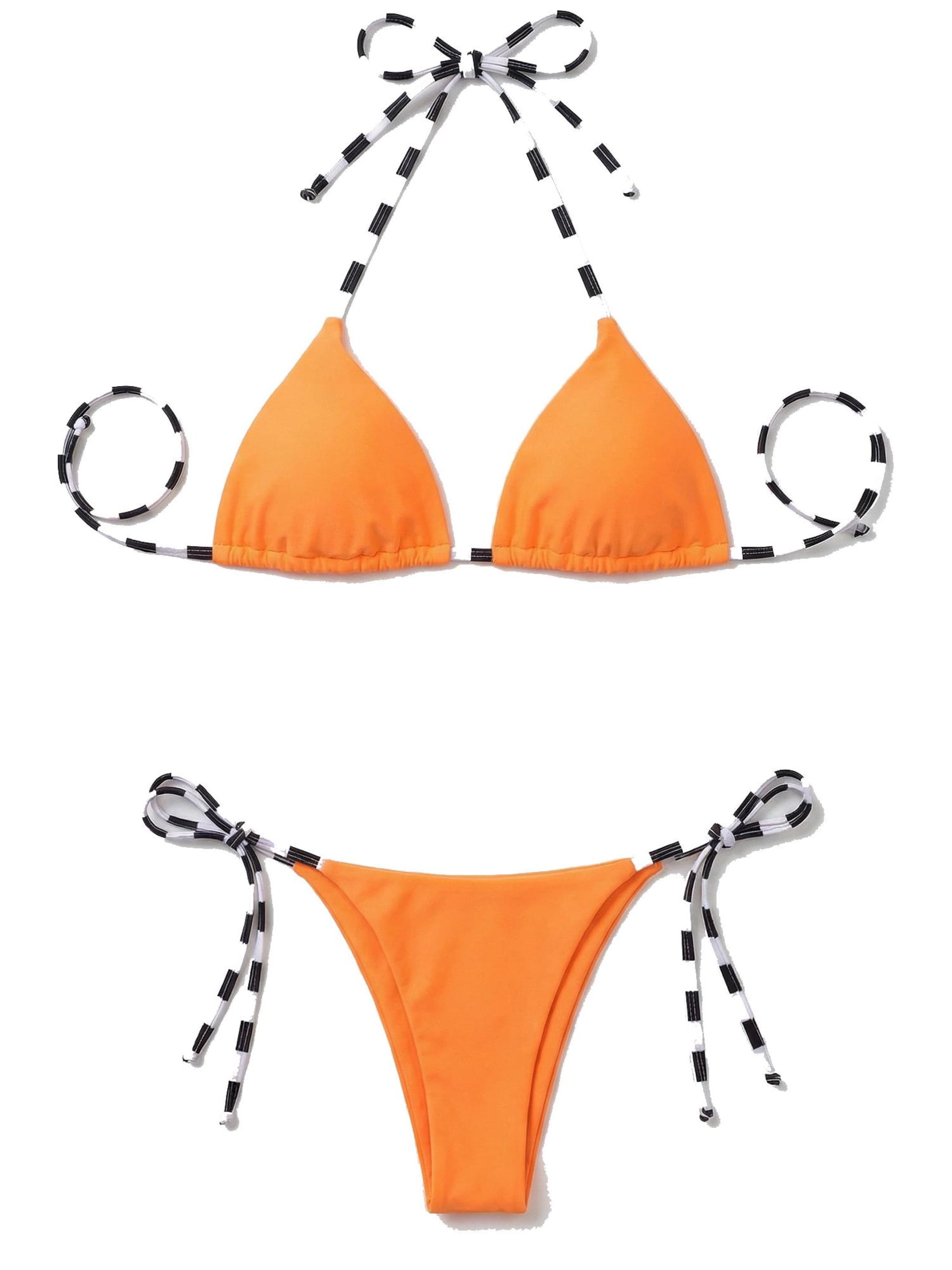 Triangolo Bikini 'Neon Orange Checkers Bikini' di Kalaia in arancione: frontale