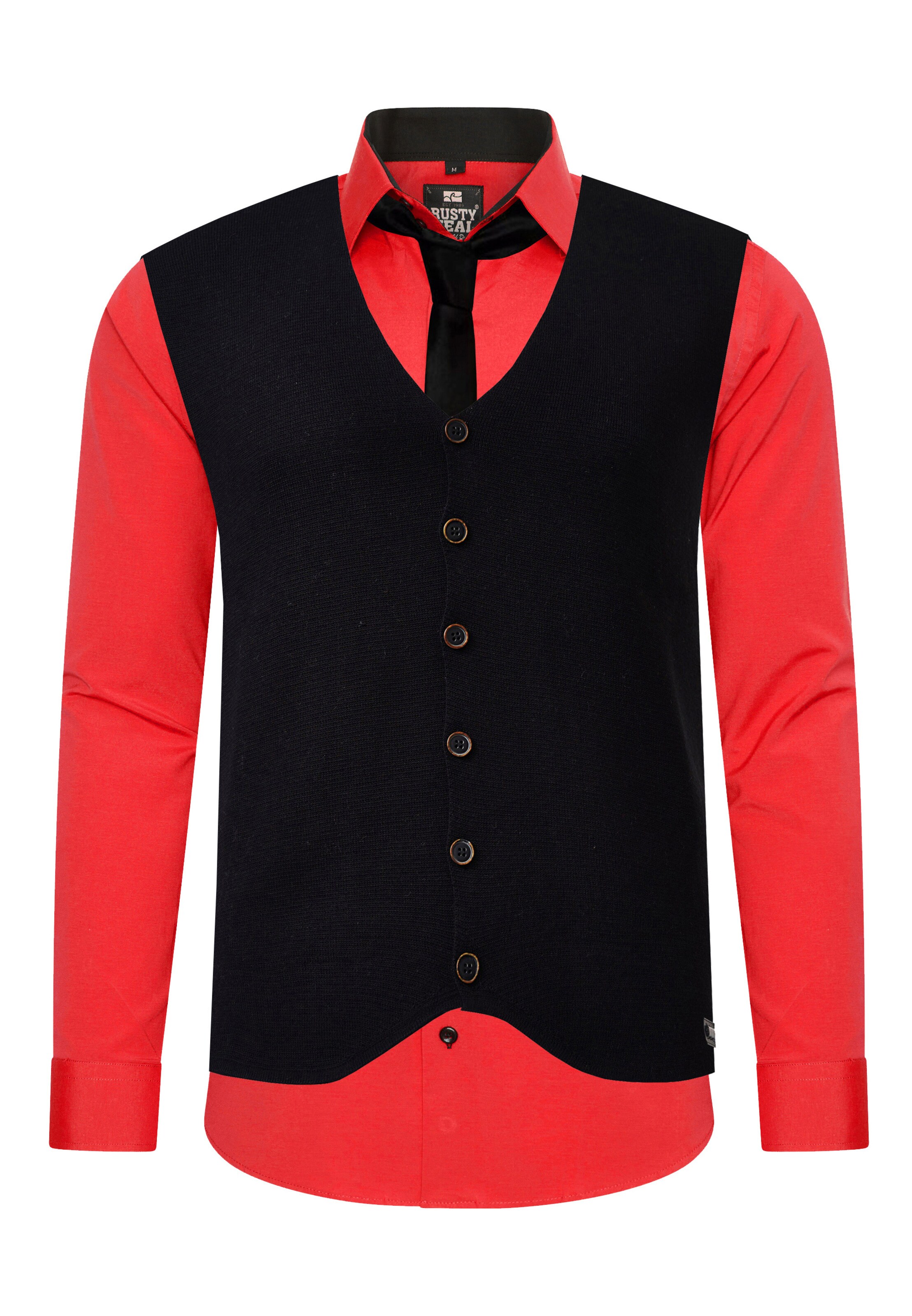 Rusty Neal Slim Fit Hemd in Rot: Vorderseite
