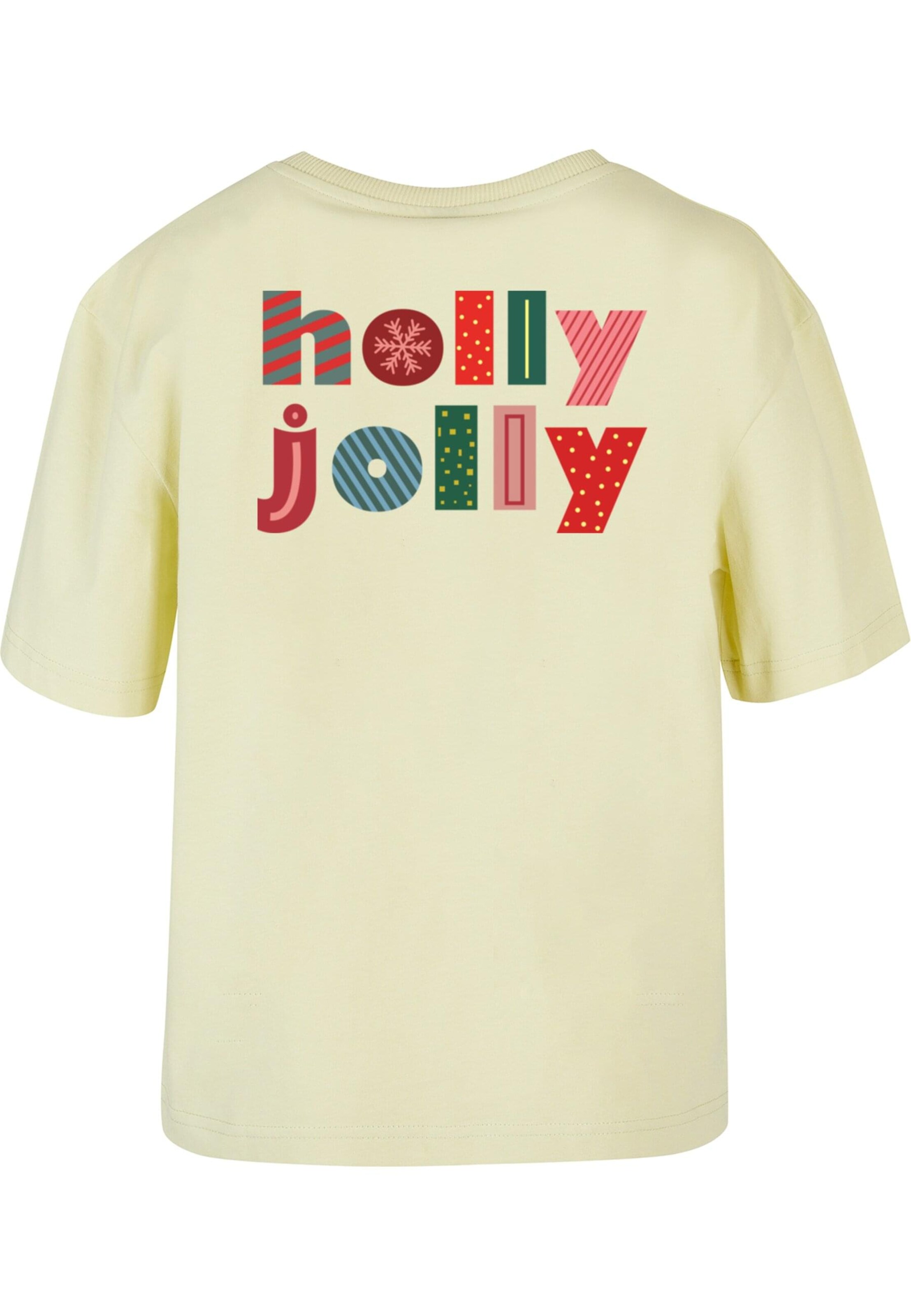 Merchcode Shirt 'Christmas Holly Jolly Mood' in Geel