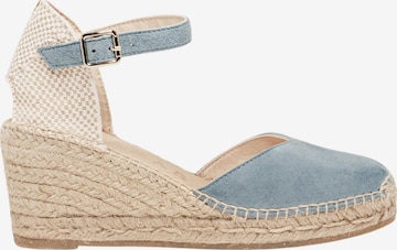 Alhamas - Sandalias con hebilla 'Alpargata Cuña 7 cm' en azul: frente