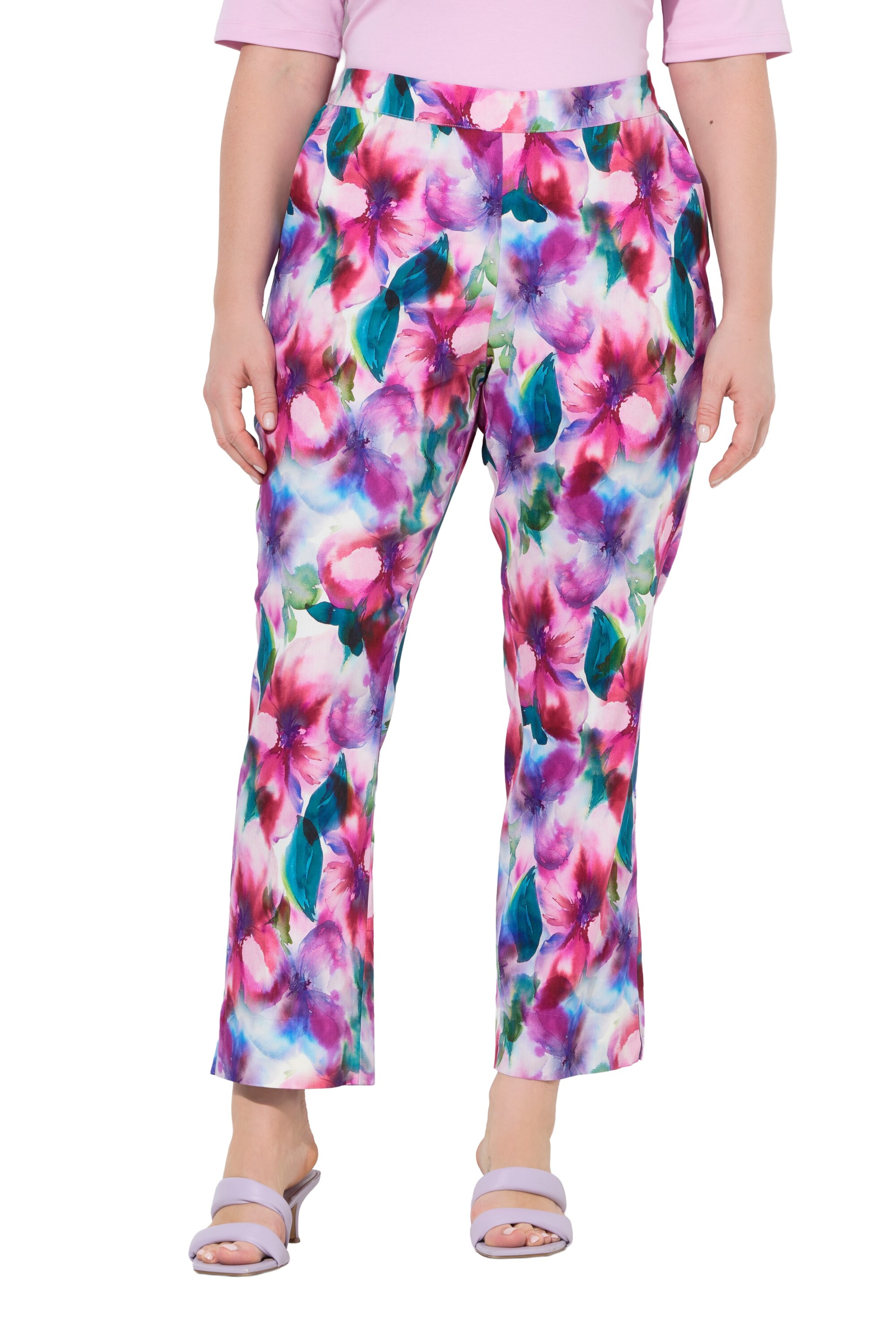 Ulla Popken Regular Trousers in Pink: front