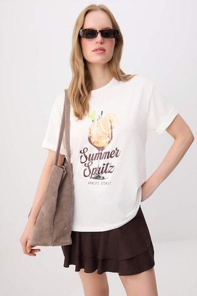 Trendyol Shirt in S in Beige / Ecru / Wine red / Black, Item view