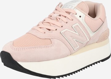 Baskets basses '574' new balance en rose : devant