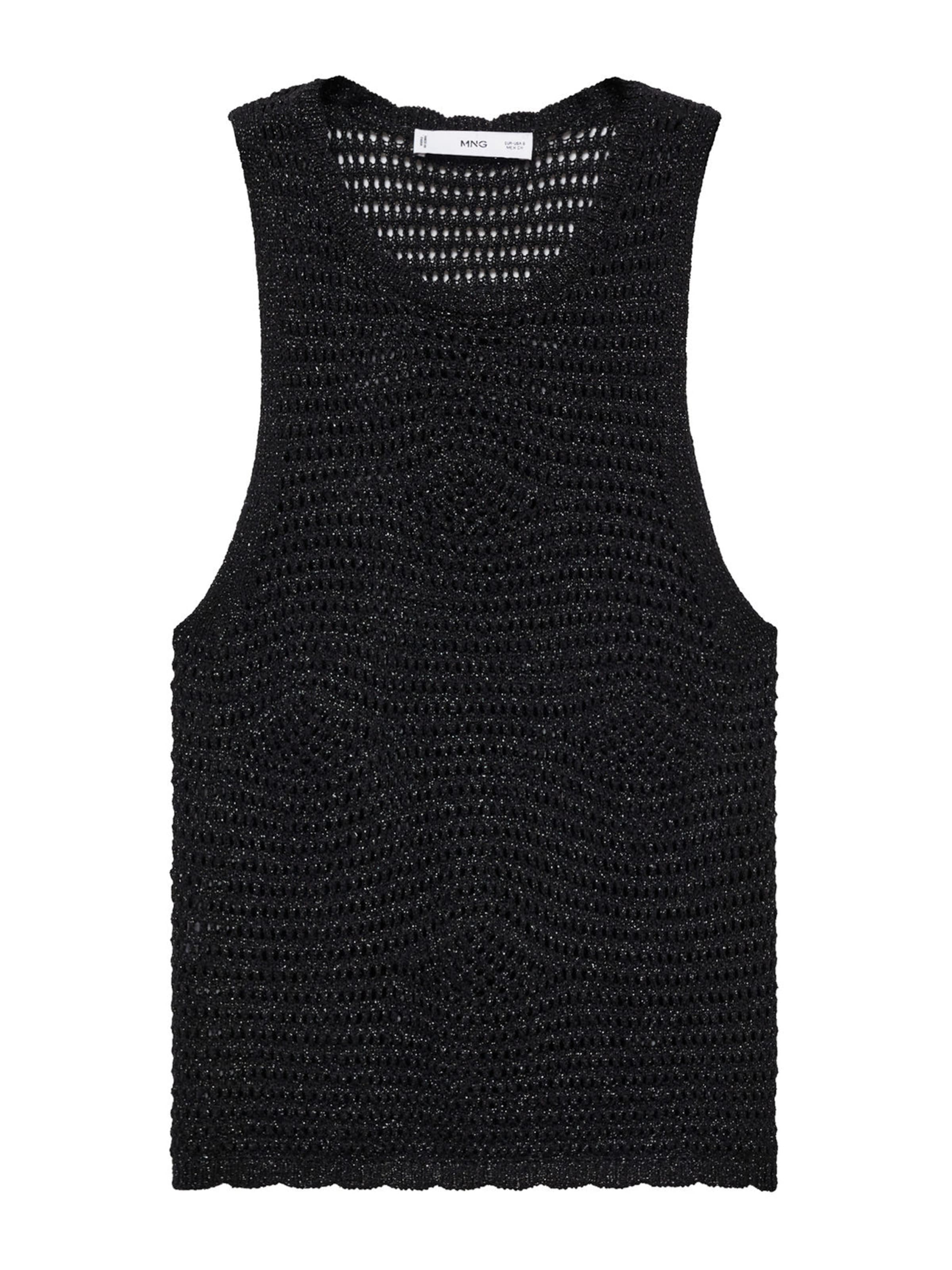 Top brodat 'OSIO' de la MANGO pe negru: față