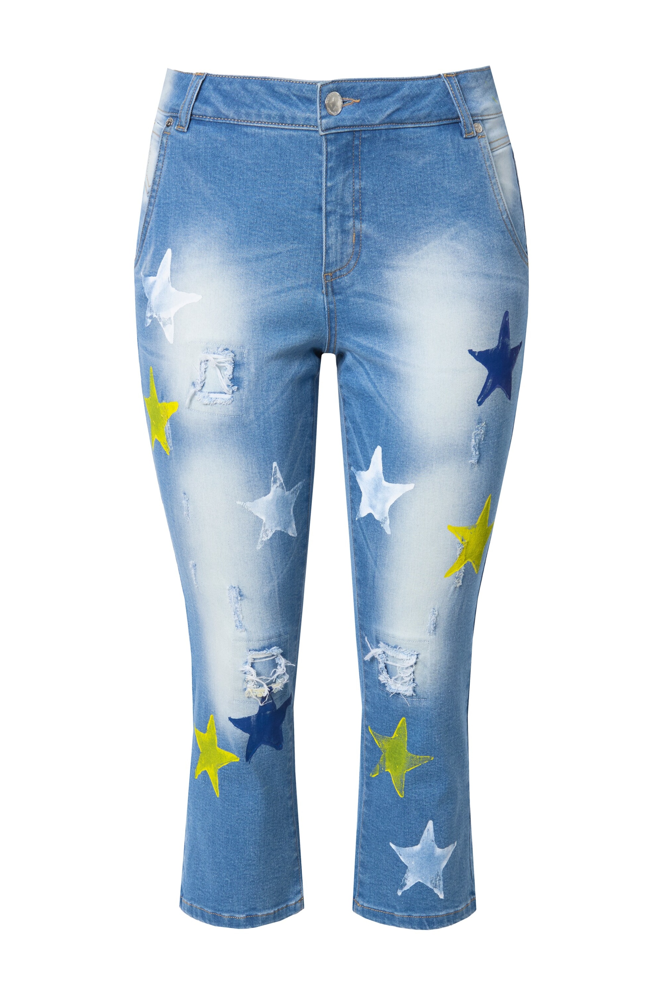 Angel of Style Jeans in blau / blue denim / gelb / weiß, Produktansicht