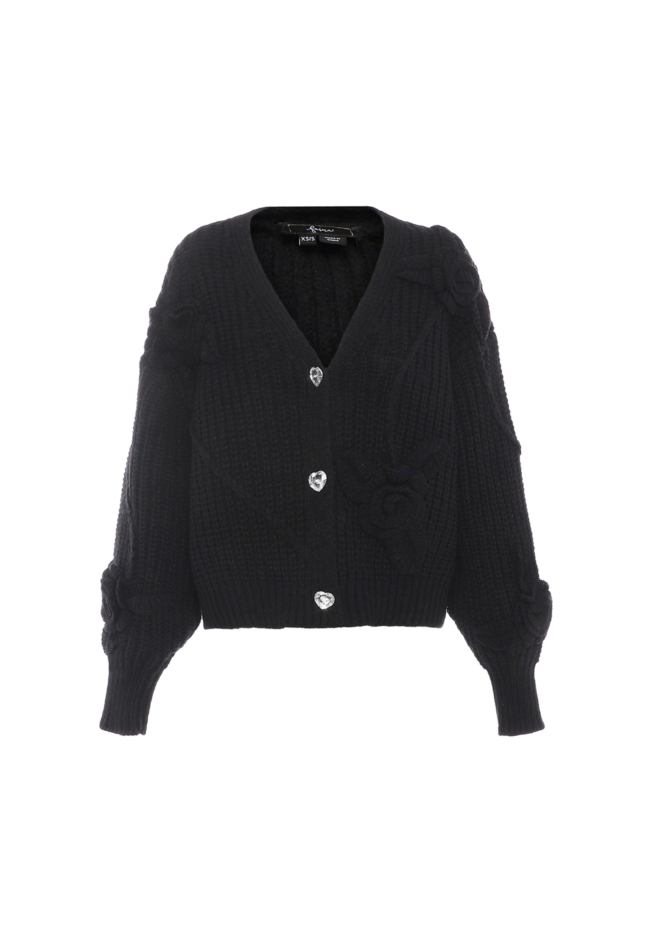 faina Πλεκτή ζακέτα σε μαύρο: μπροστά