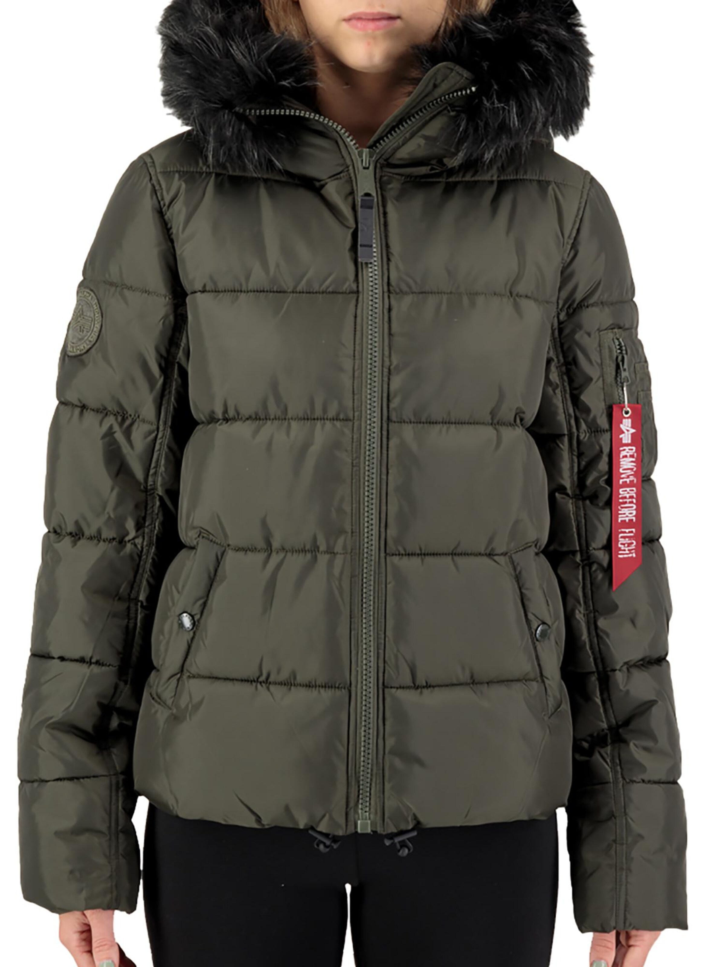 ALPHA INDUSTRIES Winter Jacket 'Hooded Puffer' in Green