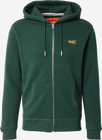 Superdry Кофта на молнии 'Essential' в Зеленый: спереди