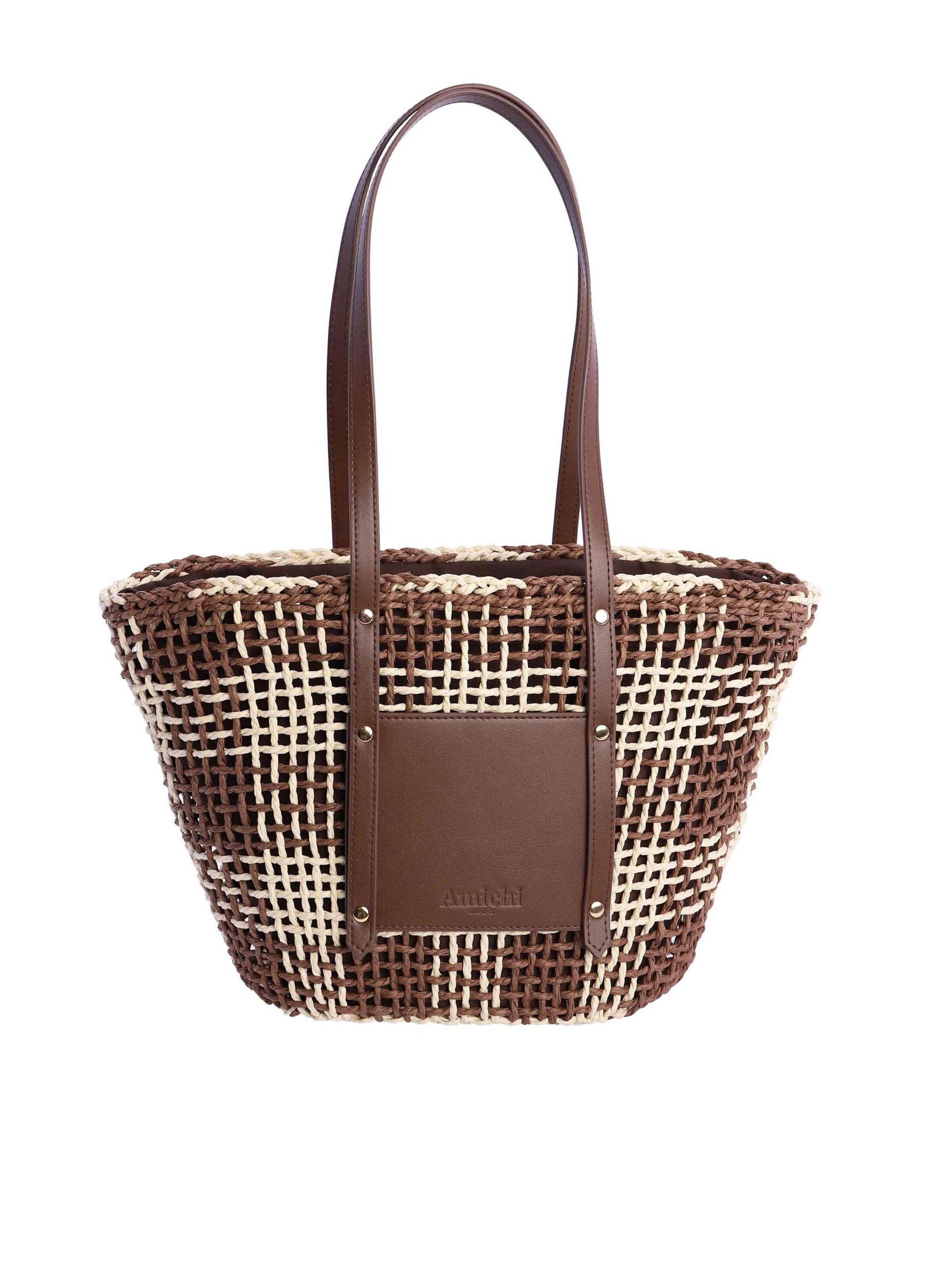 Amichi - Shopper 'Bolso shopper para mujer Soie de fibras naturales con cremallera' en marrón: frente