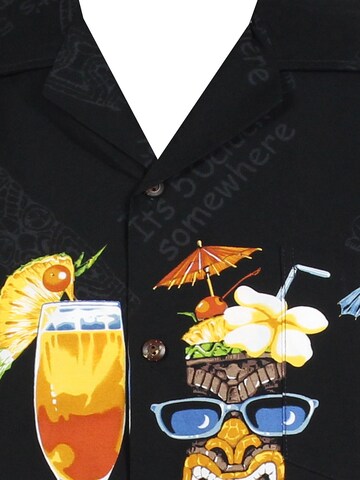 Pacific Legend Regular fit Button Up Shirt 'Cocktail Ananas' in Black
