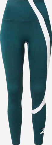 Skinny Pantaloni sportivi 'Vector' di Reebok in verde: frontale