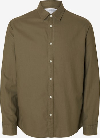 Slim fit Camicia 'SLHSLIMOWEN' di SELECTED in verde: frontale